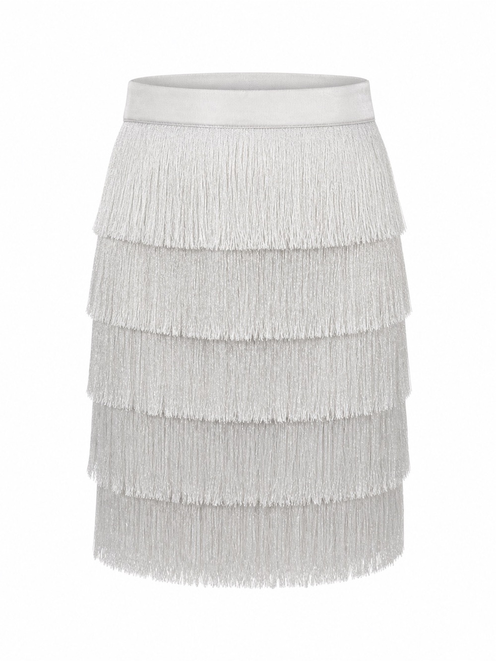 NWT Club Monaco ‘Trisa’ Layered Fringe Mini Skirt in White Size 00